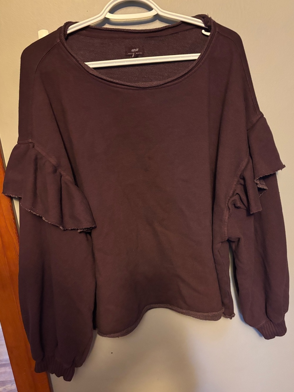 aerie Oversized Sweatshirt with Ruffles
